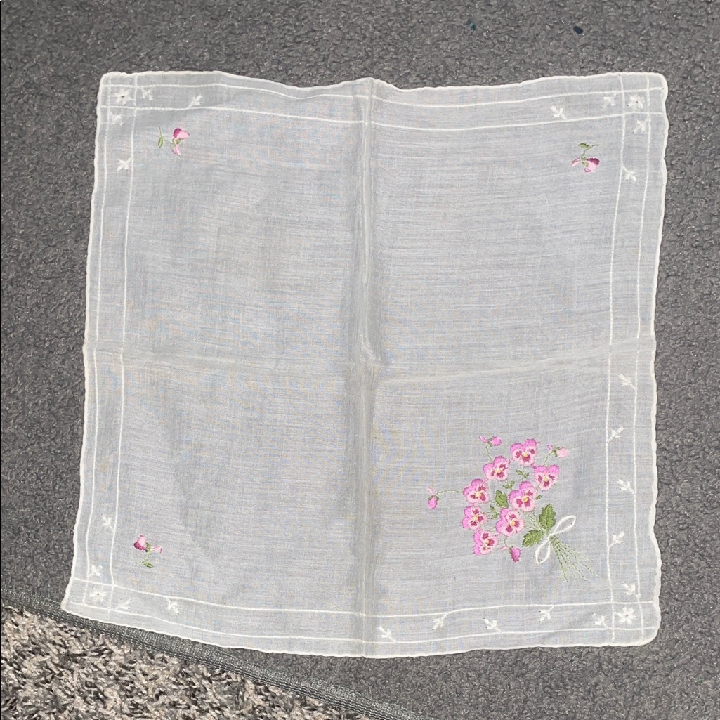 Floral Embroidered Vintage Handkerchief